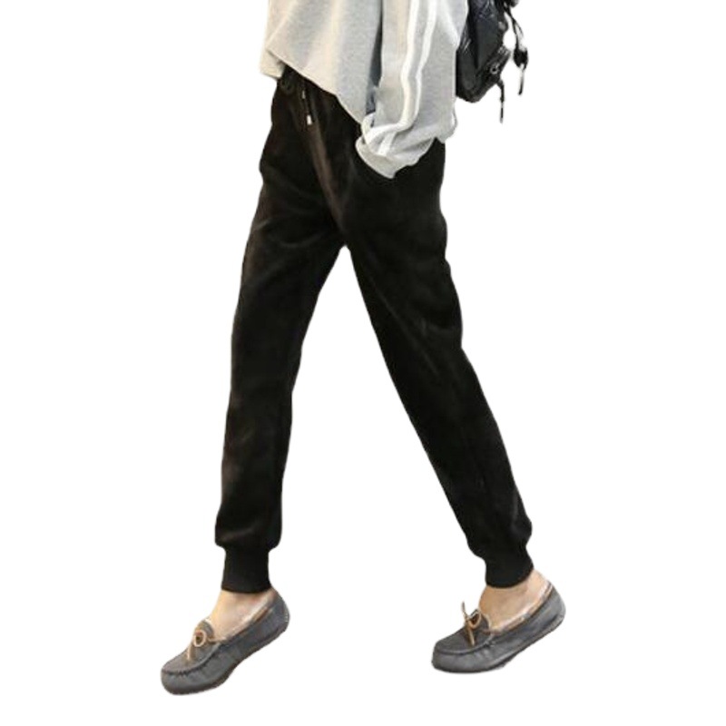 Autumn and Winter Velvet Thickened Sports Pants Women's Golden Velvet Korean-style Loose Student Guard Pants Legs Casual Harem Pants