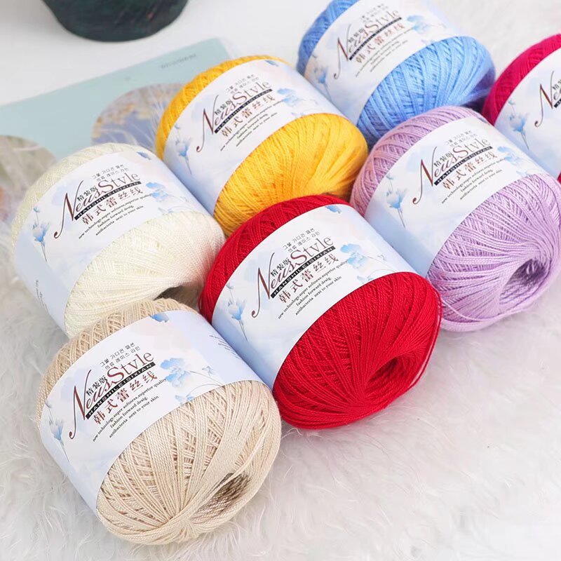 No.8 Korean Lace Line Multicolor mercerized Cotton Line Hand-woven Ethnic Style DIY Shawl Summer Cardigan