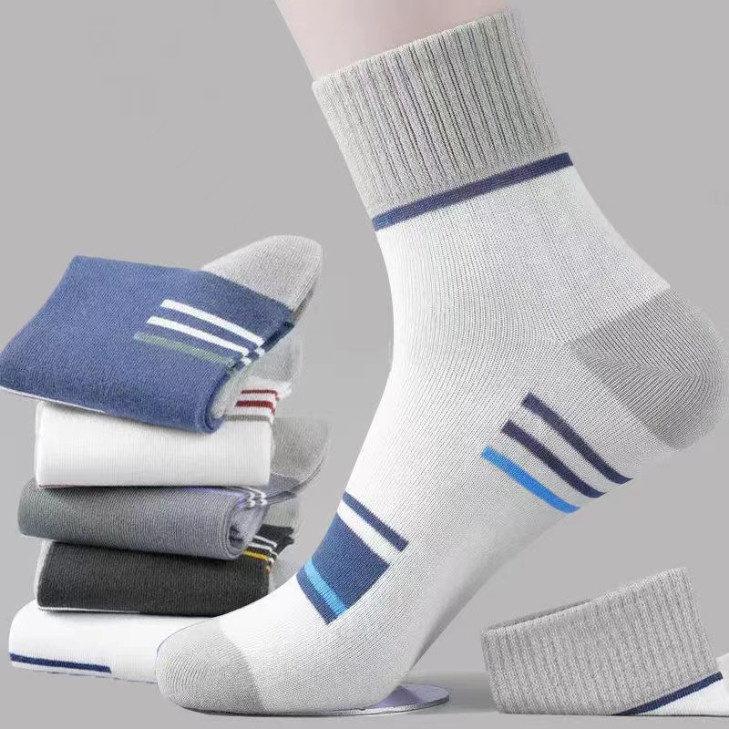 Picture of Autumn Socks for Men, Odor-Resistant, Non-Slip, Breathable, Color-Blocked Striped Men's Socks, Zhuji Socks, Mid-Calf Socks, Men's Socks