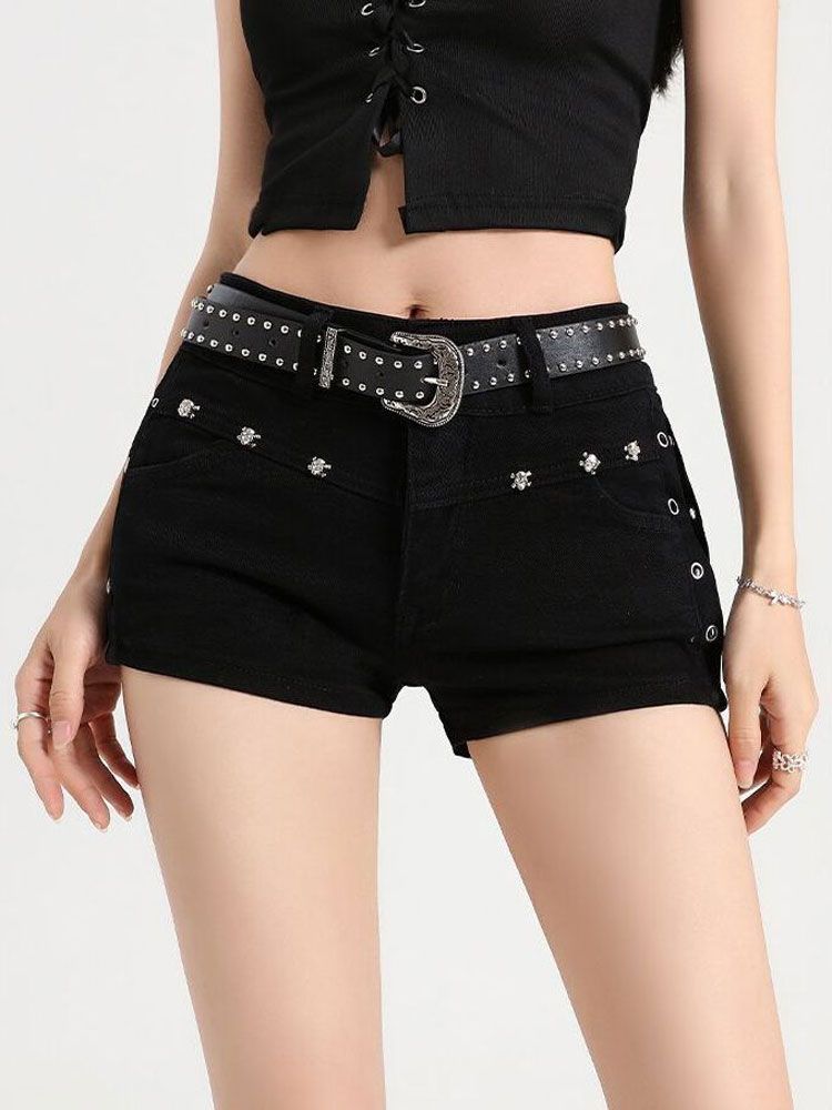 Sexy Low-Waist Denim Super Shorts for Women 2025 Summer Sexy Tight Large Size Korean Style Hip-Covering Rivet Pants Hot Pants