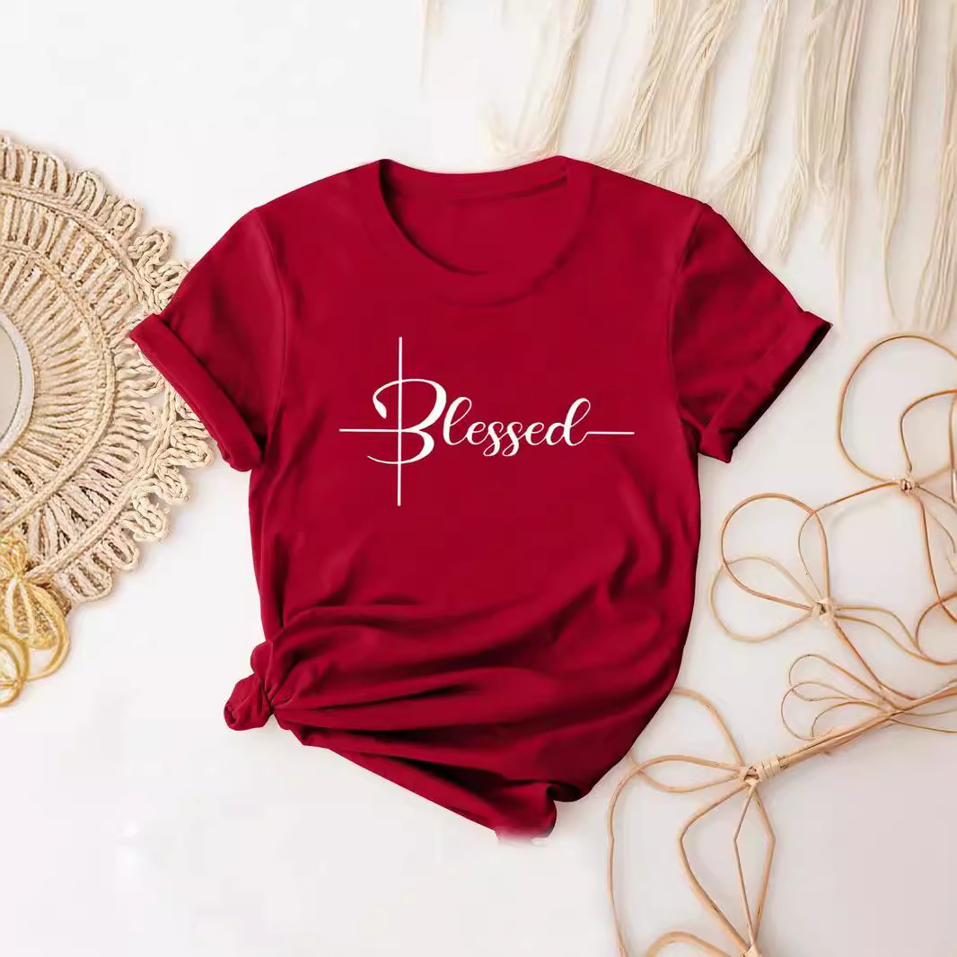 Independent Station Ebay Cute Graphic and Alphabet Printed T-Shirt Casual Loose Short Sleeve Fashion Summer T-Shirt Top