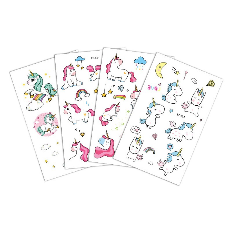 Cross-border Supply Waterproof in stock Children's Tattoo Stickers Holiday Face Stickers Cartoon Fun Unicorn Children's Stickers