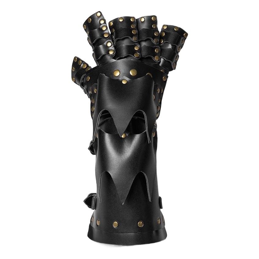 Halloween Steampunk COSPLAY Anime Game PU Leather Color-block Arm Set Stage Performance Costume Gloves
