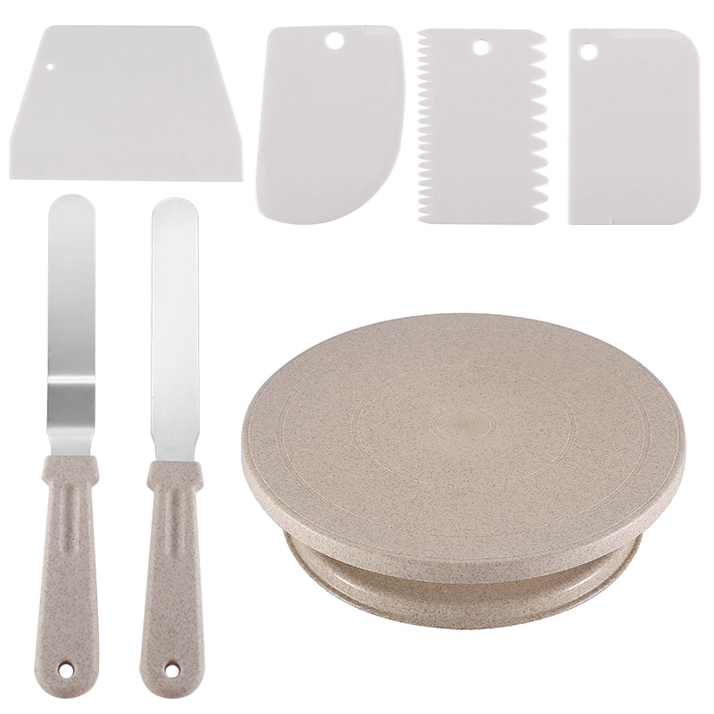 Picture of Baking tools cake turntable making cake turntable supplies plastic scraper spatula decorating table tool combination suit