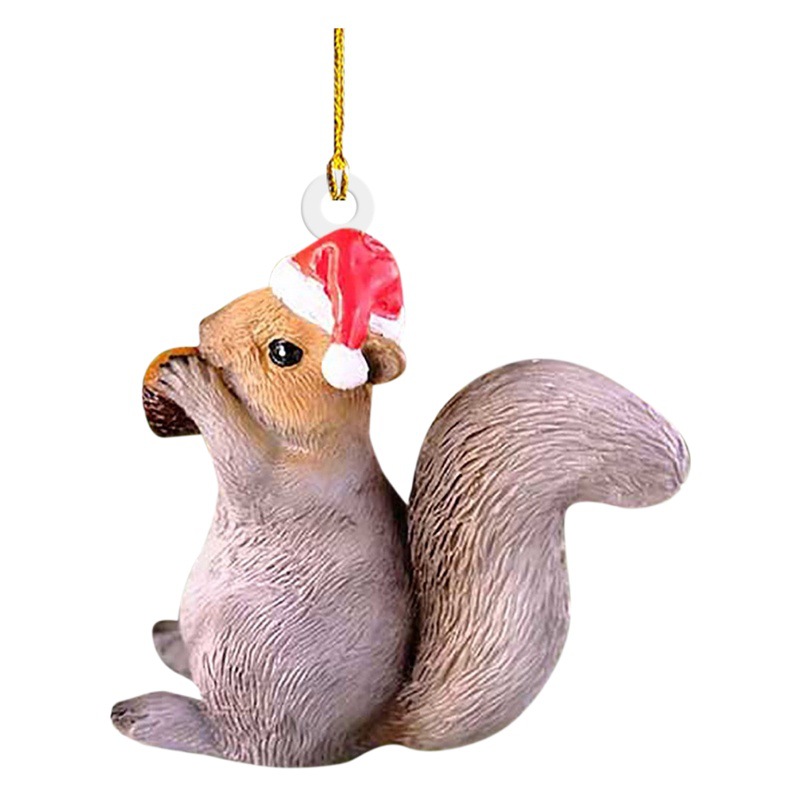 Cross-border Christmas small animal squirrel hedgehog pendant Christmas tree car decorations acrylic pendant