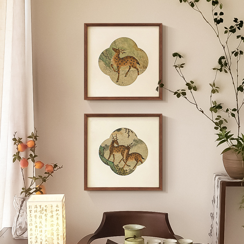 Fulu Song Dynasty Aesthetics Middle Ancient Art Decorative Painting Silk Cloth National Style New Chinese Style Living Room Entrance Low Cabinet Background Hanging Painting