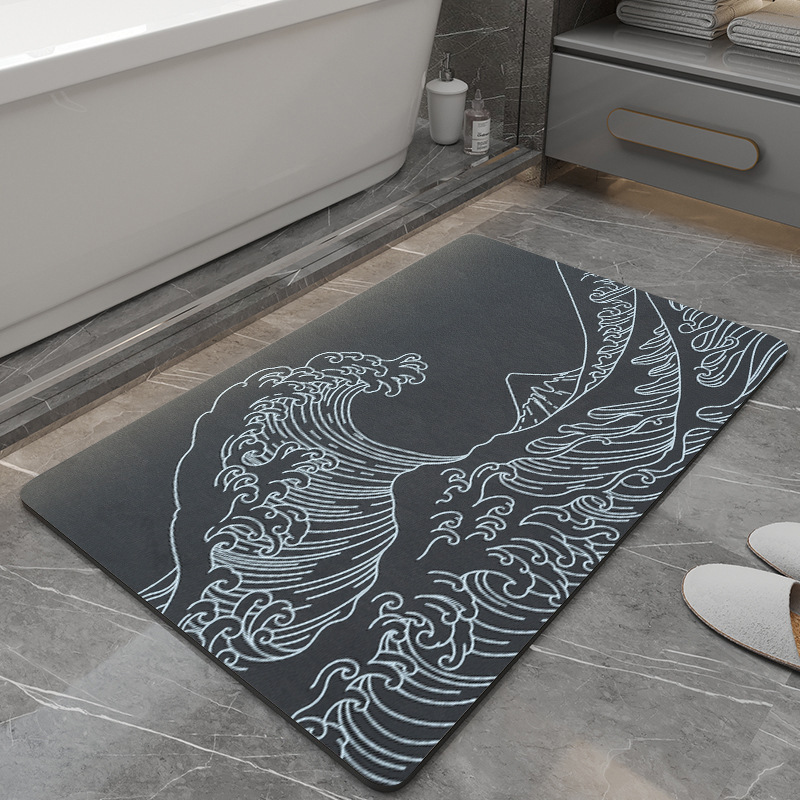 Picture of Bathroom Floor Mat Toilet Toilet Dirt-resistant Absorbent Non-slip Foot Mat Toilet Door Waterproof Erasable Quick-drying Carpet