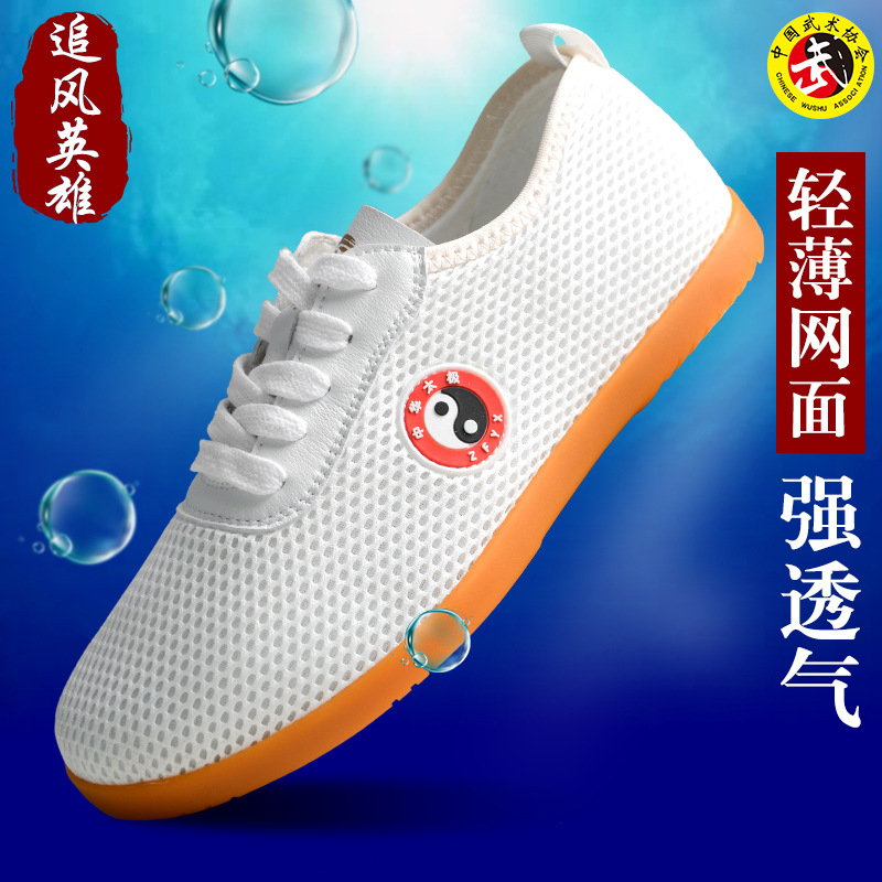 Wind-chasing Hero Tai Chi Shoes Women's Summer Beef Sole Breathable Mesh Middle-aged and Elderly Practice Shoes Men's Martial Arts Training Performance