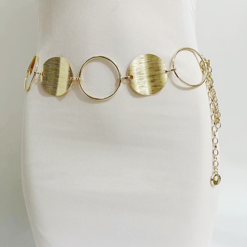 Cross-border new metal disc splicing ladies waist chain exaggerated temperament dress decoration Amazon in stock wholesale