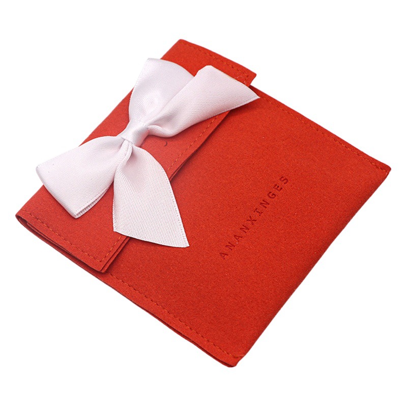 Pu Microfiber Bowknot Envelope Wallet Dustproof Necklace Jewelry Storage Gift Bag Jewelry Storage