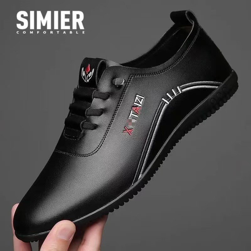 Spring Leather Shoes Soft Leather Men's Shoes Soft Sole Men's Business Casual Shoes Slip-on Lightweight Pea Shoes Dad's Shoes
