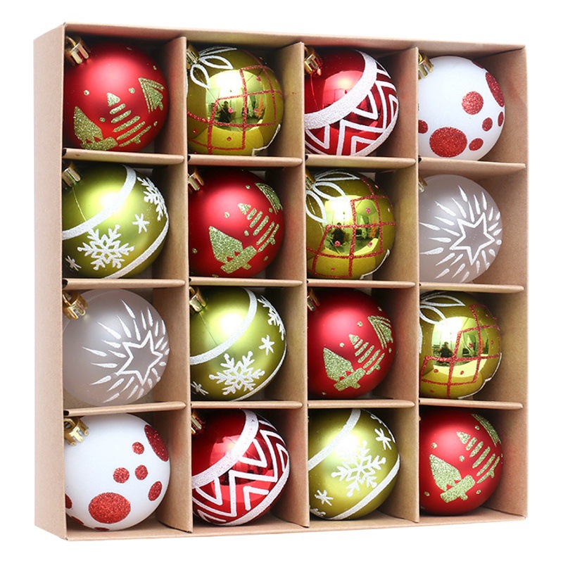 Cross-border New Product Red Green White Painted Christmas Ball suit Christmas Tree Decoration Pendant Home Party Decoration