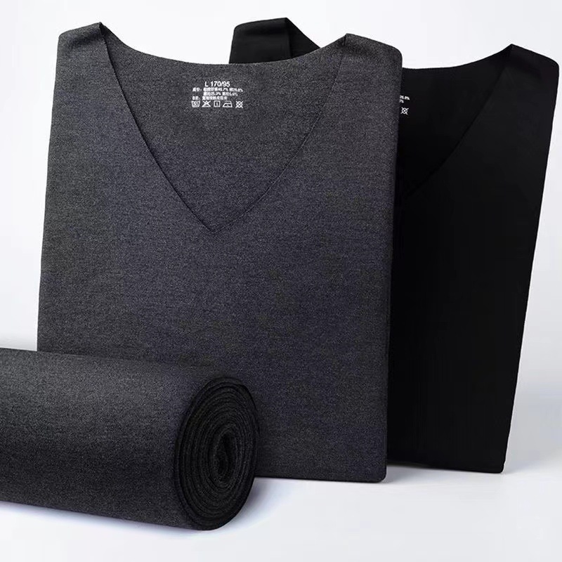 Picture of Nan Ren Shuai's New Men's V Neck Single-Sided Velvet Thermal Intimates Set with Brushed Seamless Autumn Clothes and Long Trousers Fleece-Lined