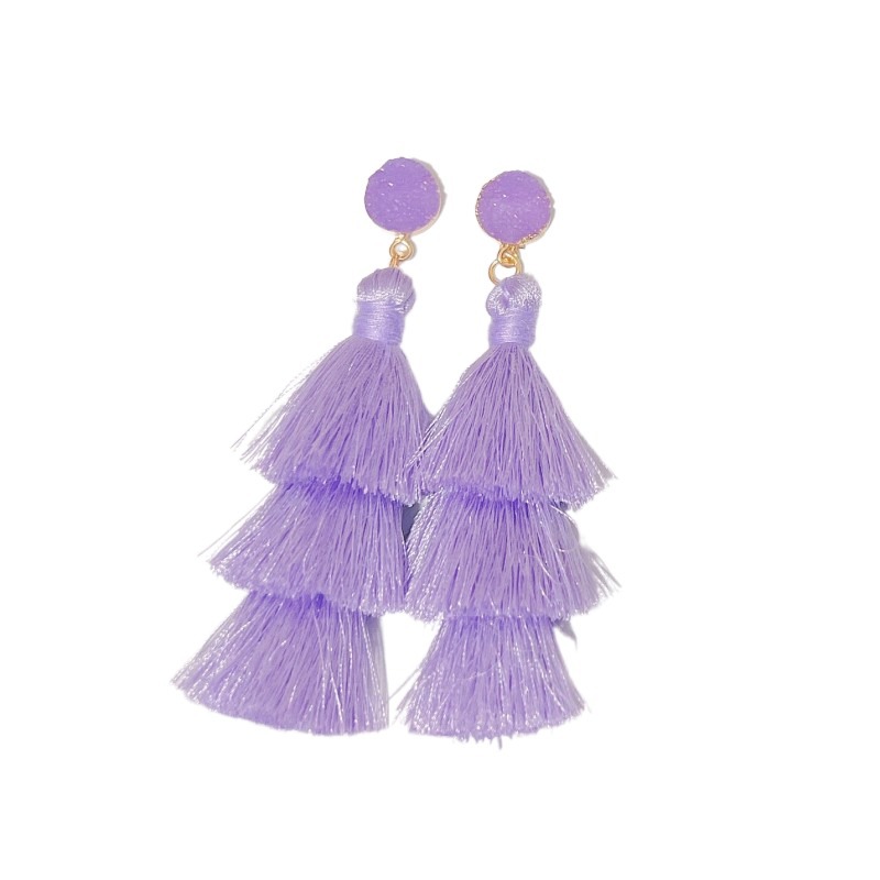 Picture of European and American Foreign Trade popular high-end fashion bohemian three-layer tassel earrings simple temperament exaggerated earrings for women