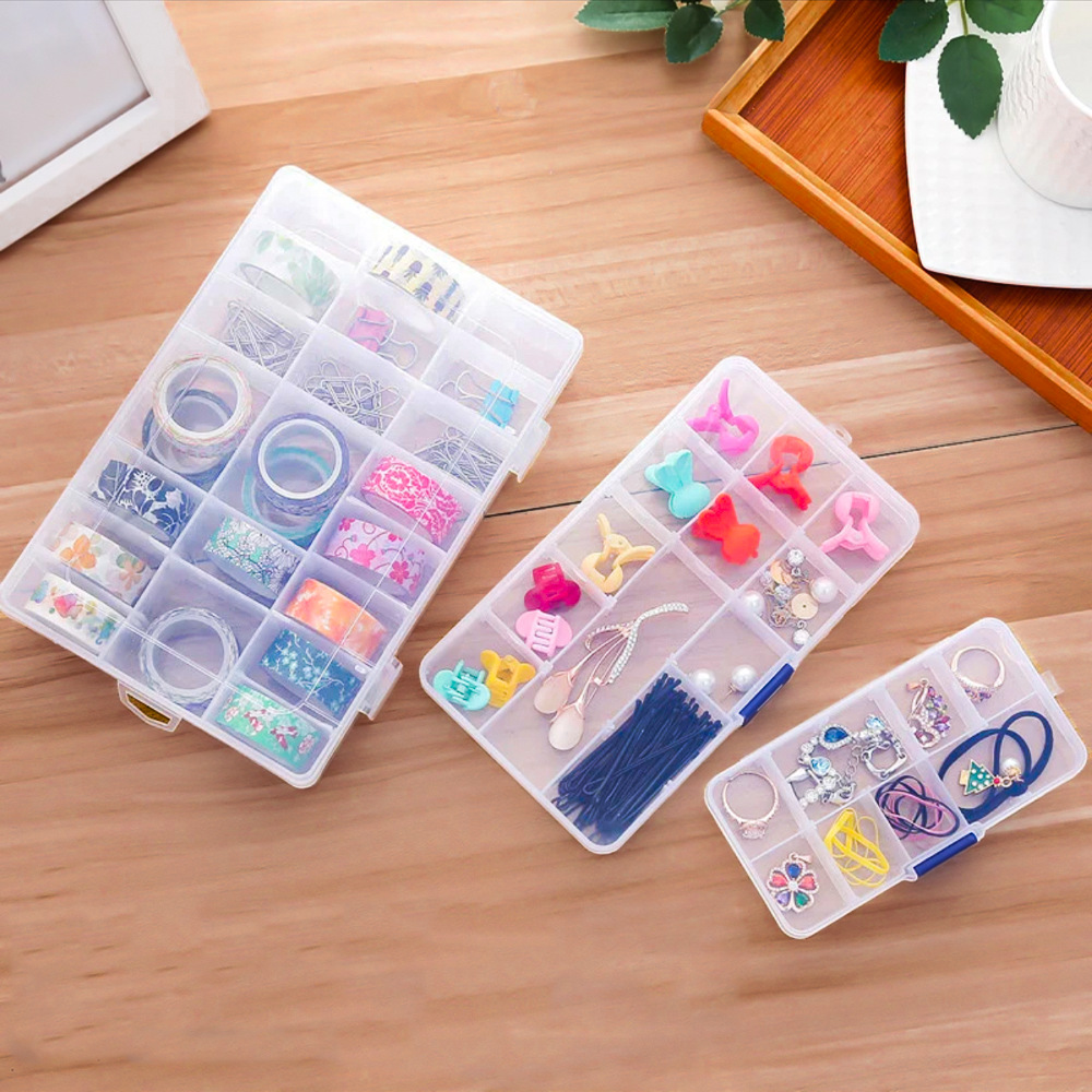 Detachable plaid transparent pp plastic box portable bracelet earrings jewelry finishing box earrings jewelry storage box