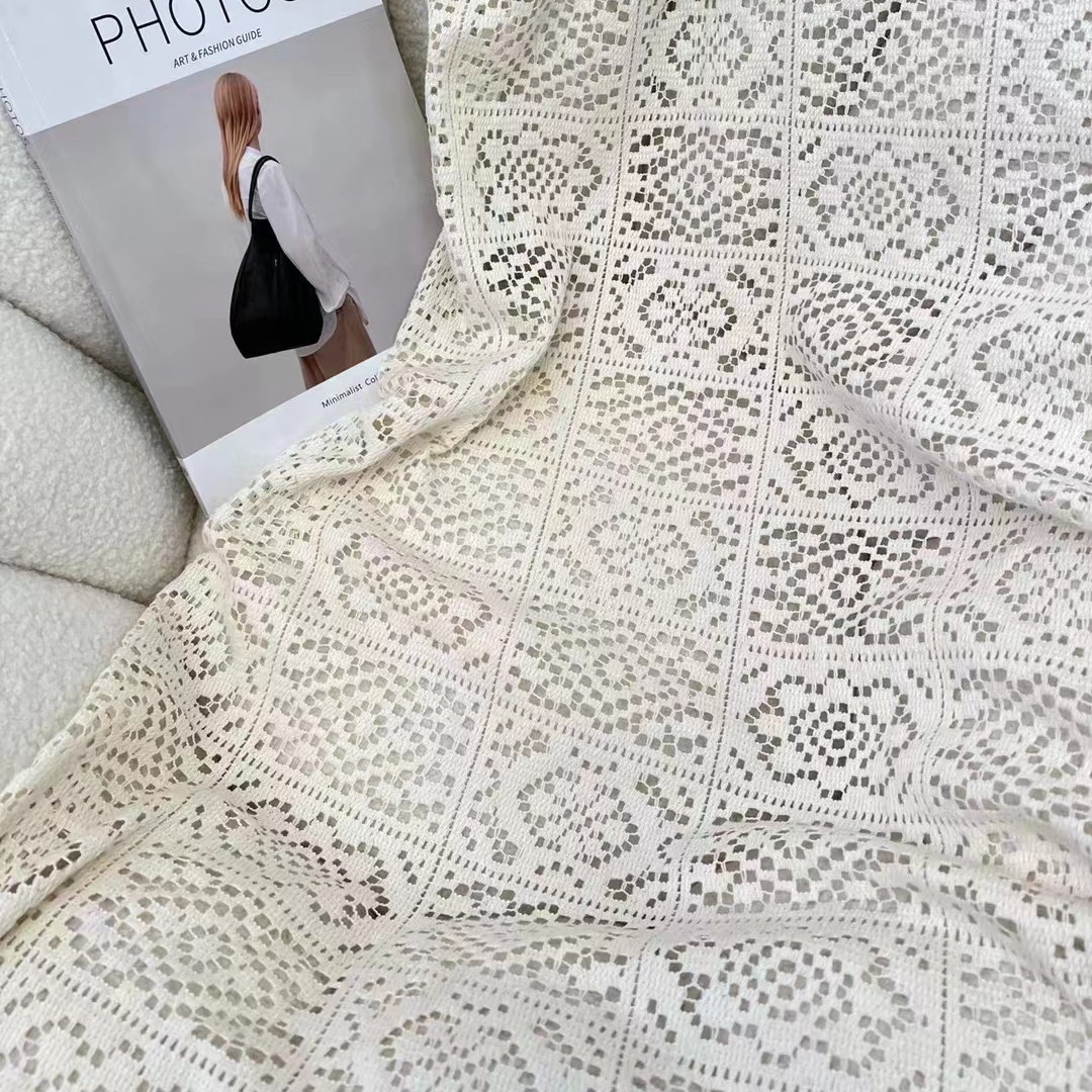 Lace Fabric Hollow Retro Pair Knitted Gouhua Plain Style Clothing Accessories Handmade DIY Lace Cloth