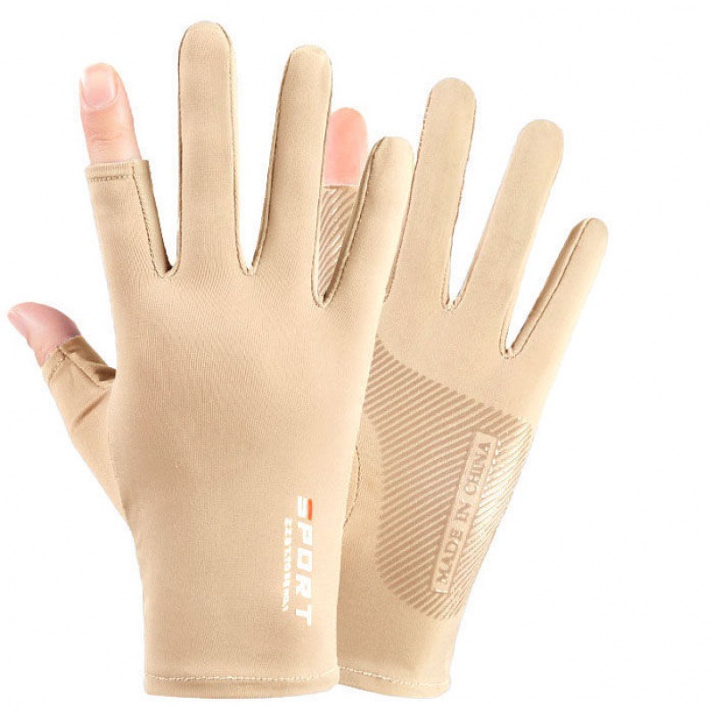 Picture of Gloves Men's and Women's Summer Open Finger Thin Ice Driving Leakage Two Finger Fishing Half Finger Riding Takeaway Rider Sports