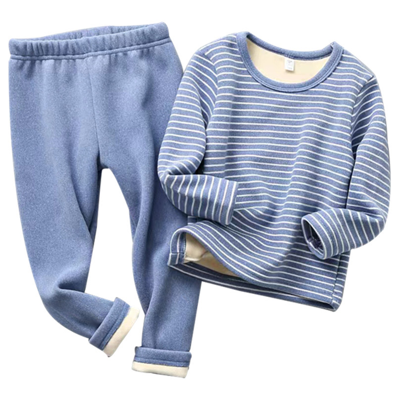 Picture of Children's Thermal Underwear Children's Wear Fleece-lined Thickened Suit Boys' Autumn Clothes Long Trousers Girls' Winter Clothes Base Two-piece Fashionable Suit