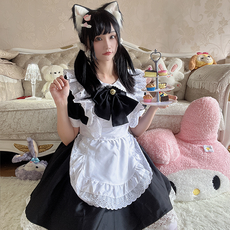 Picture of lolita maid uniform Japanese classic black and white maid outfit cosplay lolita Anime soft girl dress