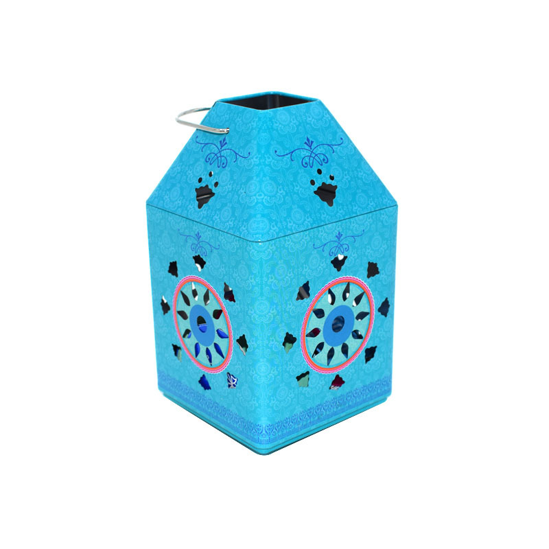 Special-Shaped Handle Cut Out Candle Jar Iron Box Tin Can Cut Out Relief Metal Storage Box Decoration