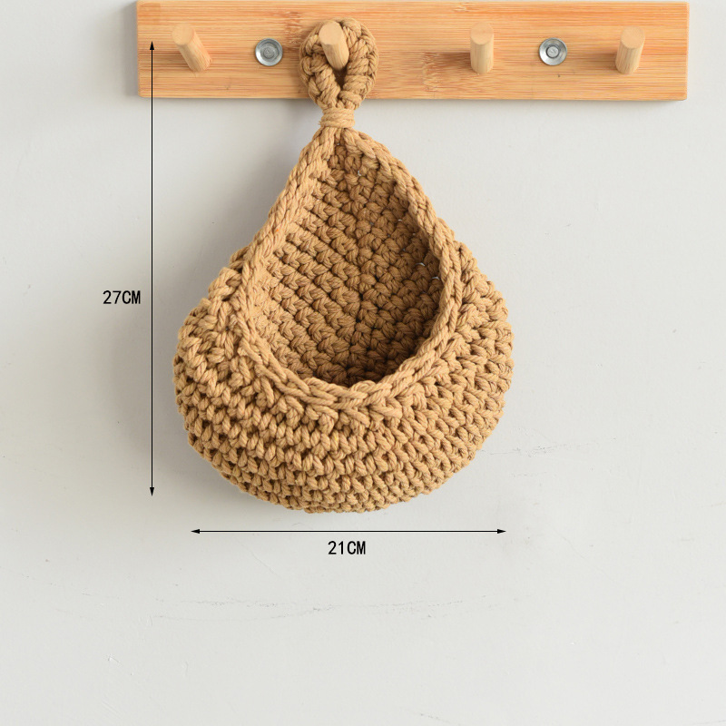 Picture of Water Drop Net Pocket Hand Woven Bird Nest Net Cotton Rope Hemp Rope Crocheted Fruit Storage Bag Vegetable Plant Wall Hanging Pocket