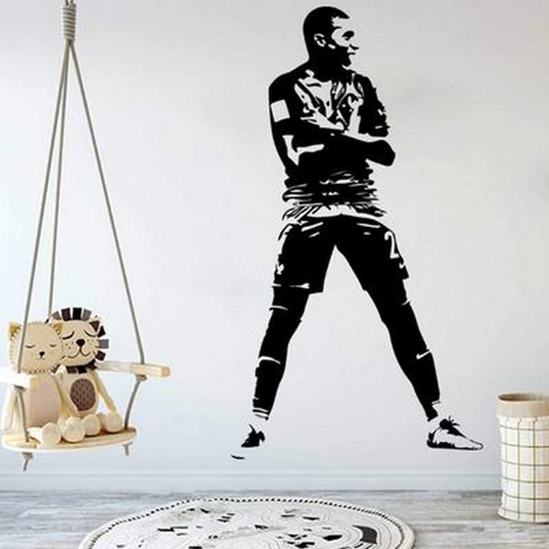 Large Size Hands Holding Chest Football Player Star Pattern Carved Wall Stickers Art Home Wall Stickers