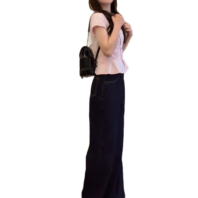 Picture of Korean Sweet Pink Short-Sleeved Shirt for Women Summer 2025 New Loose Casual Waist Versatile Small Flying Sleeve Top