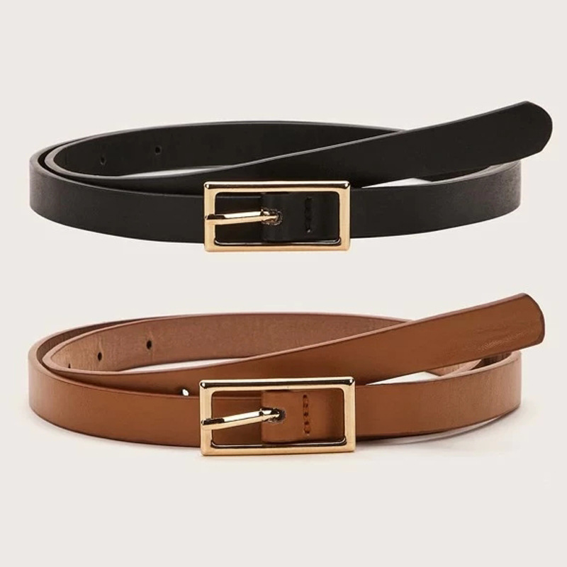 Factory wholesale popular fashion simple square buckle belt ladies waist jeans decorative fashion thin belt