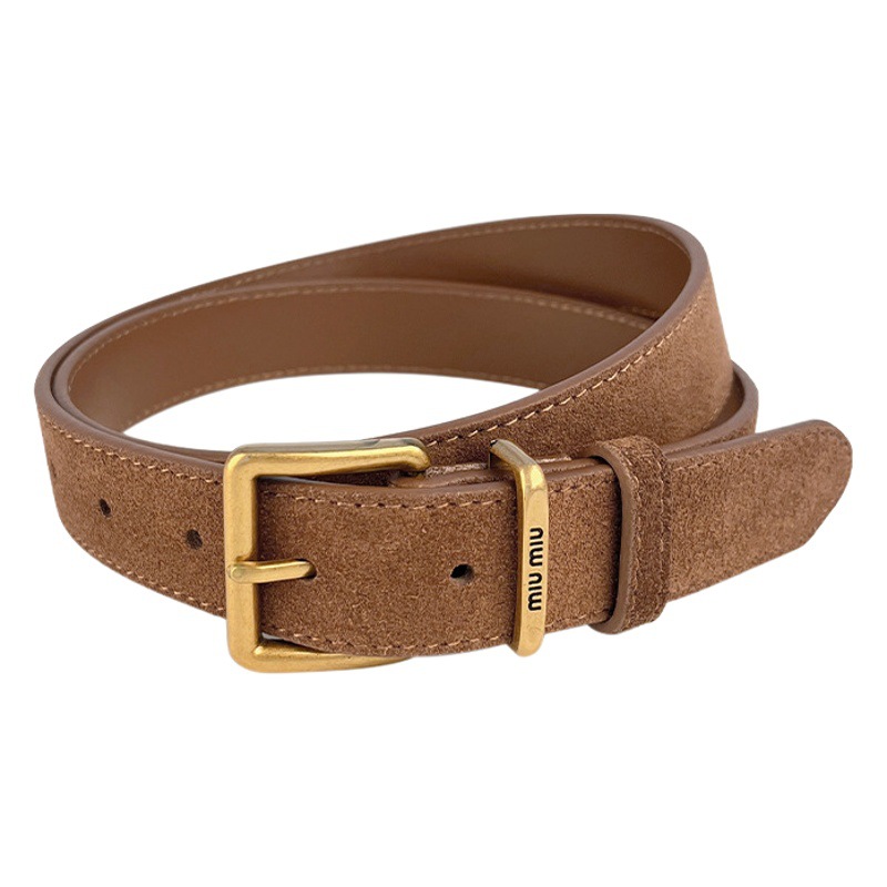 Anti-Velvet Frosted Genuine Leather Women's Belt Cowhide Vintage Pin Buckle Women's High-end Dress Jeans Simple All-match