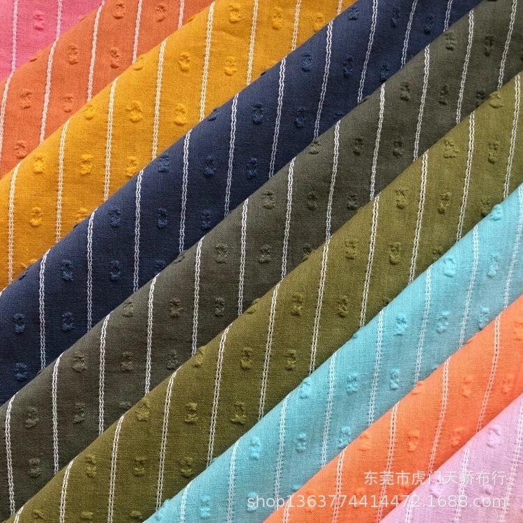 Spring and summer new woven cotton sand cloth yarn-dyed strip cut jacquard 93g snow drop strip jacquard shirt fashion material