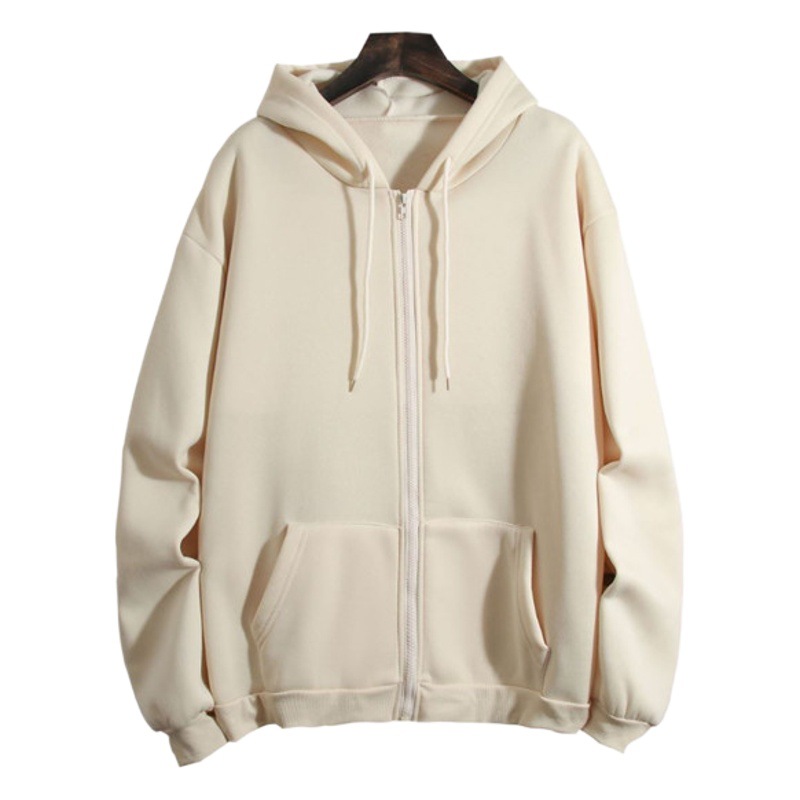 Cross-Border Export European and American Loose Hooded Sweatshirt 2025 Autumn and Winter New Style Velvet Thickeneded Zipper Pure Color Top Jacket