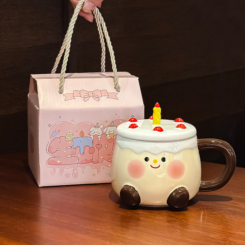 Picture of Birthday Gift Ceramic Cup High Color Value Cake Water Cup for Girlfriend Creative Gift Home Cute Mug