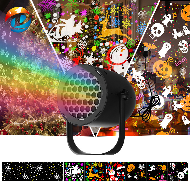 Cross-border private model new snowflake Christmas projector light, 16 pattern ambient light, Halloween gift indoor party light
