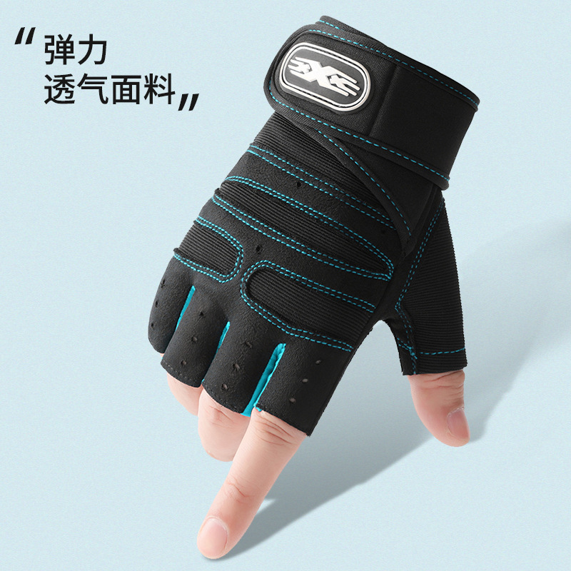 Picture of Anti-slip Wrist Fitness Gloves Dumbbell Iron Equipment Training Anti-cocoon Sports Barbell Half-finger Weightlifting Gloves for Men