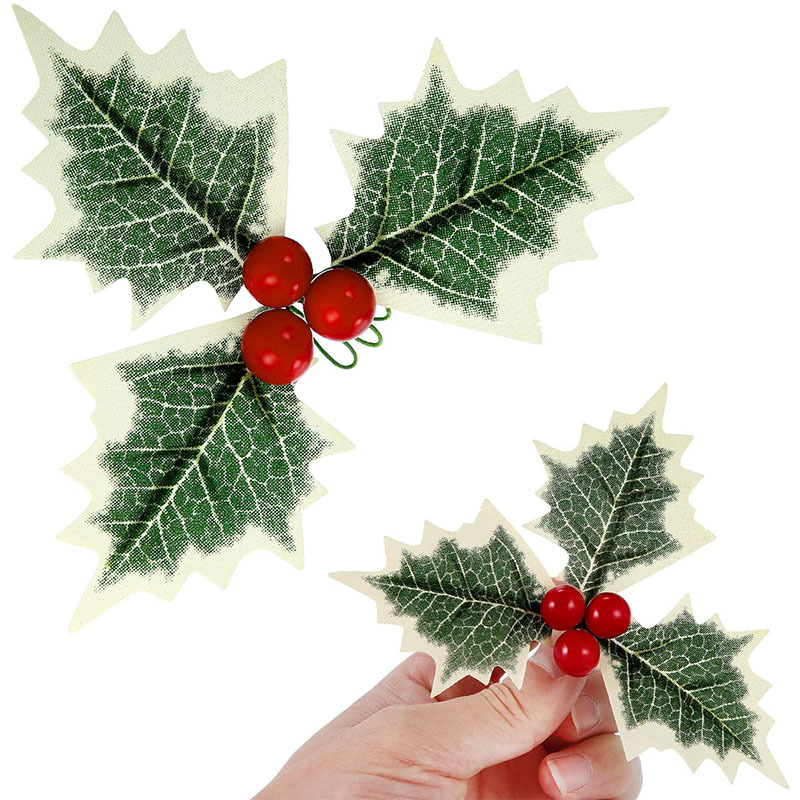Christmas tree decoration simulation Christmas red fruit leaf Christmas wreath rattan DIY accessories gift box decoration materials