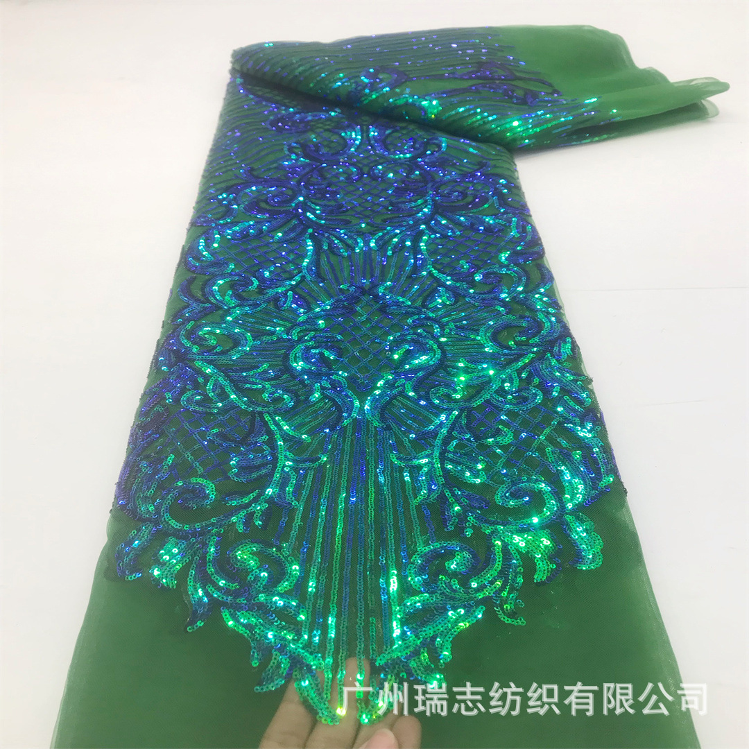 European and American magic sequins embroidered dress stage performance clothing dress fabric African sequins lace