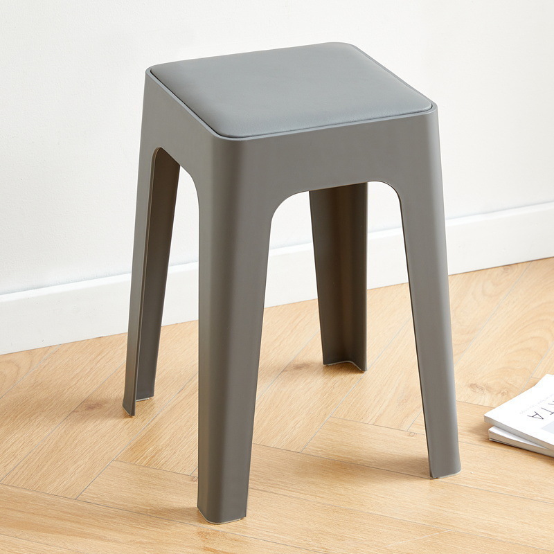 Picture of Plastic stool upholstery thickened household stackable living room modern simple bench comfortable for long sitting commercial dining chair