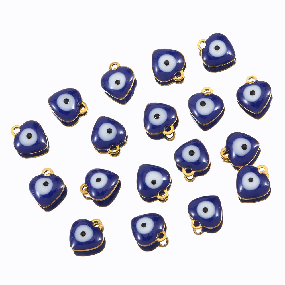 Picture of 9 x 8mm stainless steel creative love drop oil eyes pendant bracelet necklace diy stainless steel jewelry accessories