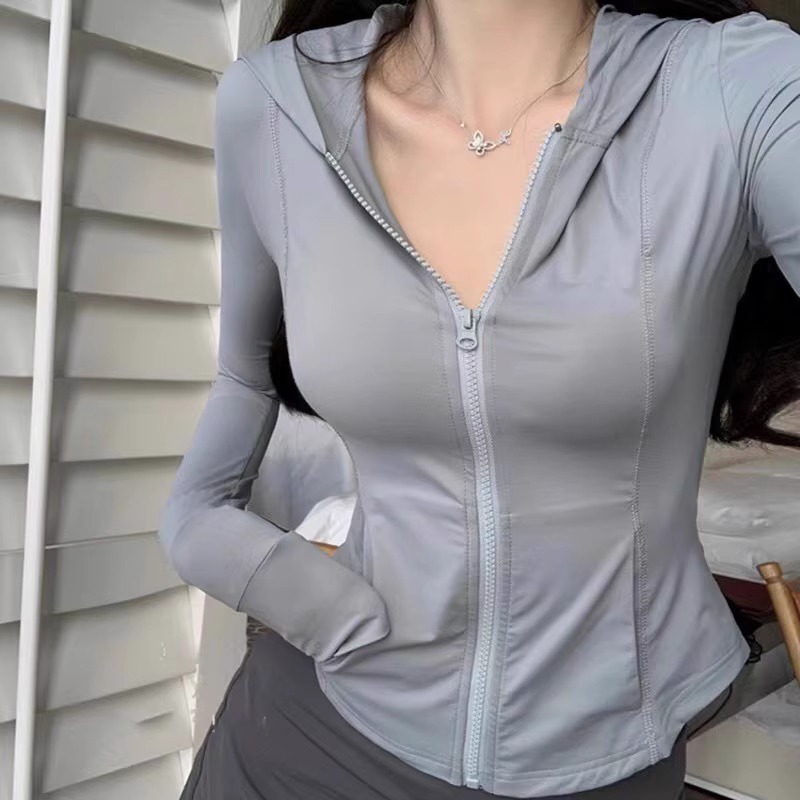 Korean-style hiphop ice silk breathable hooded sunscreen women's summer slim fit slimming casual all-match cardigan coat trendy