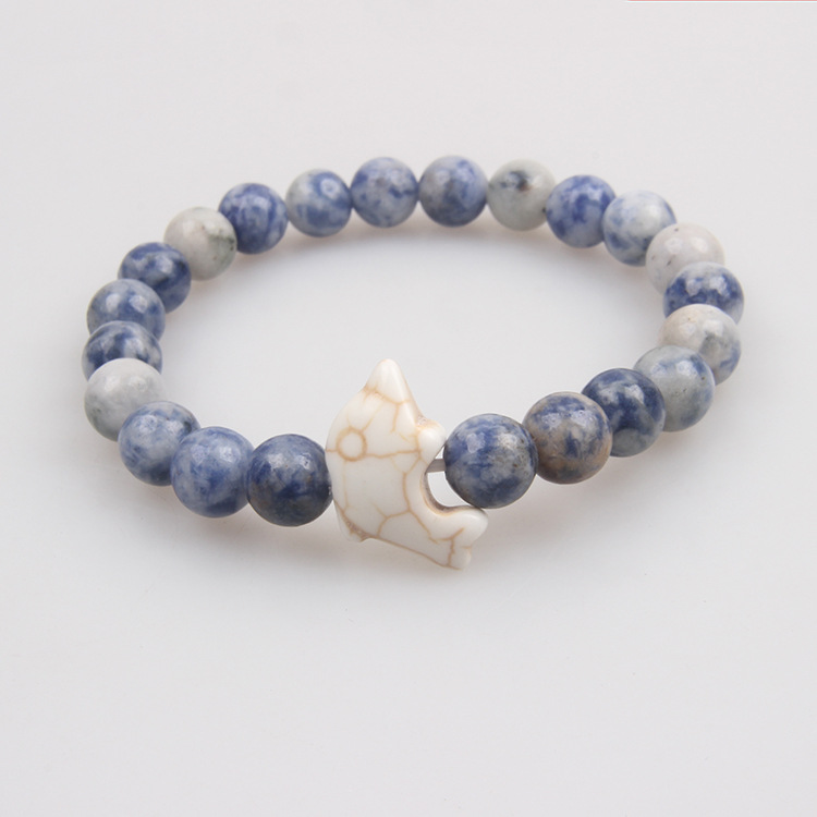 Picture of Zhou Lianfa Cross-border Wholesale New Green Turquoise Dolphin Volcanic Stone White Turquoise Stretch Bracelet Jewelry for Men and Women