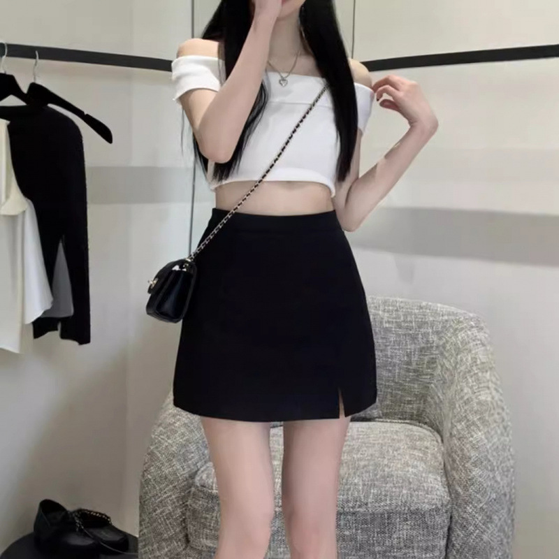 Grey Split Skirt Women's 2024 Summer New High Waist Hip Skirt Slim Look One-Step Skirt Suit Skirt