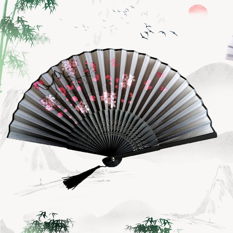 Picture of Folding Fan Bamboo Ancient Fan Student Girl Chinese Style Small Fan Scenic Spot Export Wholesale Retail Gift Decorative Fan