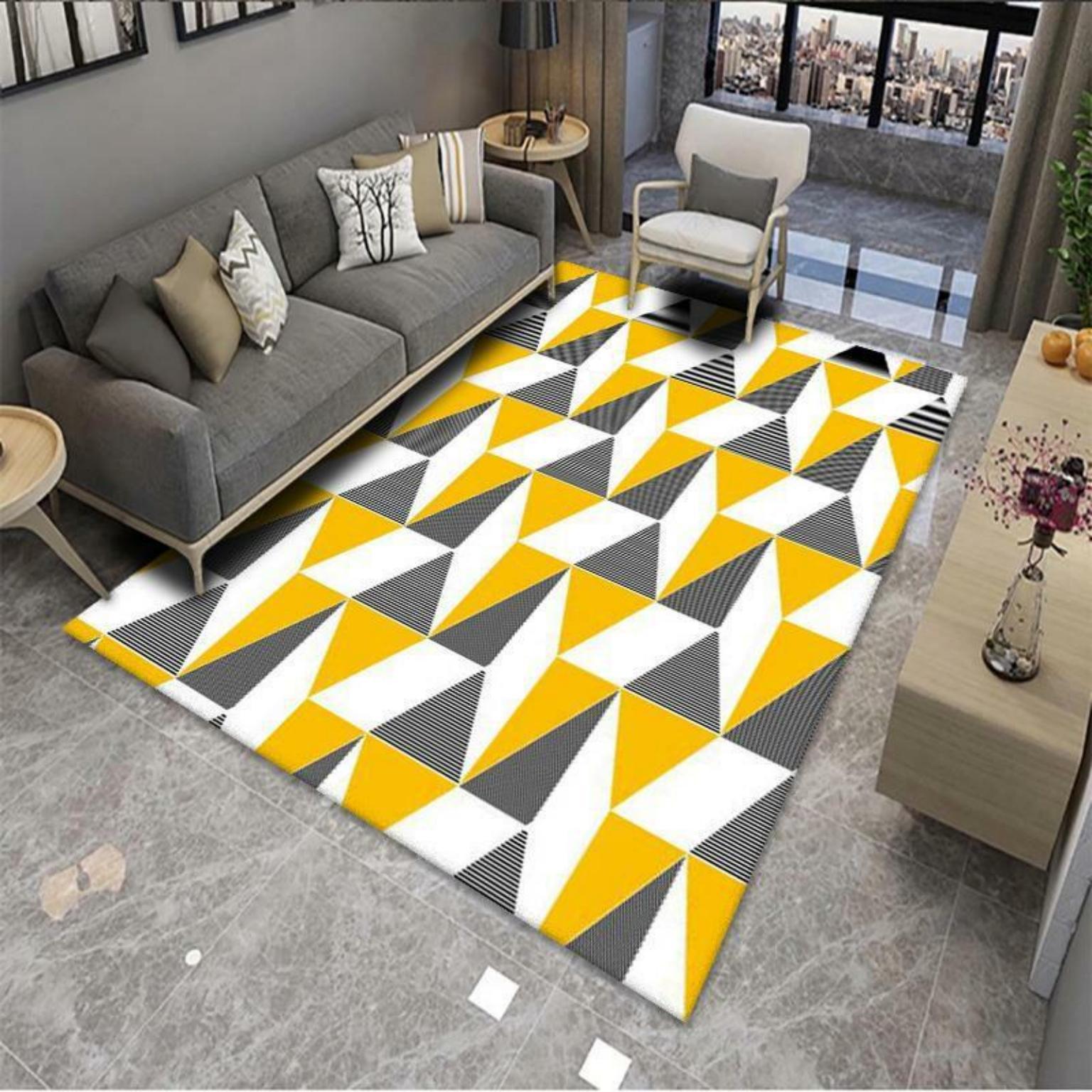 Picture of Modern Simple Living Room Carpet Geometric Pattern Home Study Sofa Printing and Dyeing Carpet Homestay Hotel Carpet Floor Mat