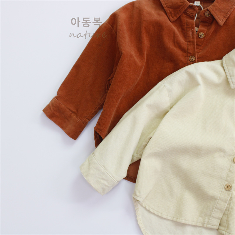 Picture of 2025 Spring Children's Shirt Class A Boys' Shirt Korean Style Joker Lapel Corduroy Girls' Shirt Wholesale