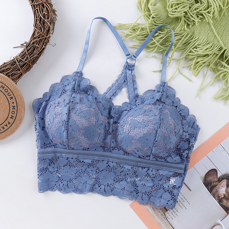 Picture of Summer Women's New Style Beautiful Back Wrapped Chest Lace Sling Tube Top with Chest Pad Base Anti-Glow Thin Girl Vest