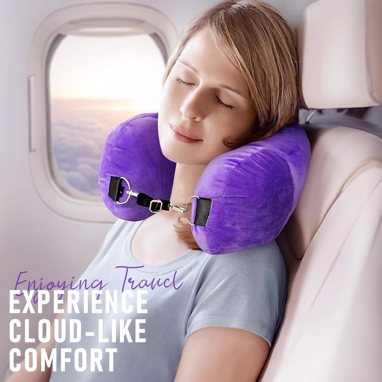 Picture of Portable Low-Cost Airline Artifact U-Shaped Pillowcase Storage Travel Bag Can Be Filled with Clothes and Luggage Without Core Aircraft Neck Pillow