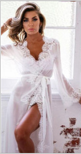 Picture of Cross-border transfer sexy lingerie nightgown see-through mesh sexy women's transparent bathrobe seductive charming pajamas suit