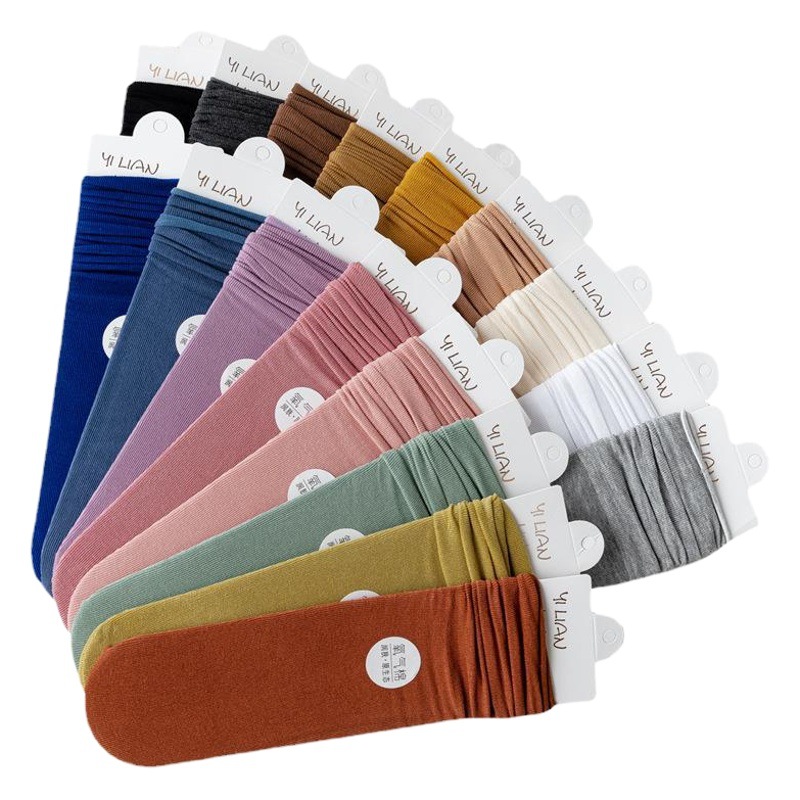 Socks for Women Spring and Summer Oxygen Cotton Thin Straight Pile Socks Mid-Calf Socks White Ice Socks with Small Leather Shoes Deodorant