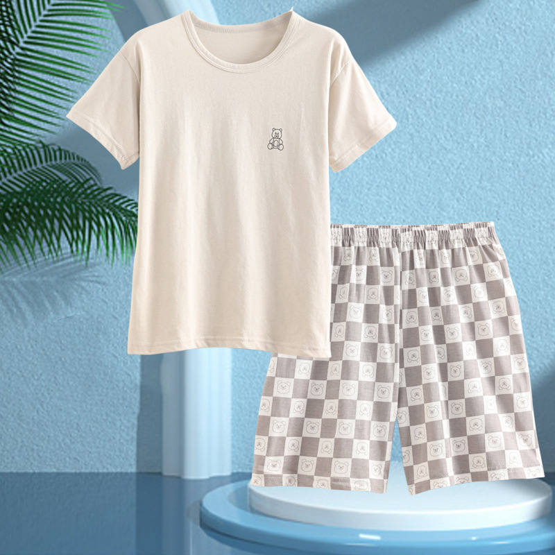 Picture of Boys' Pajamas Children's Summer Pure Cotton Short-sleeved Shorts Girls' Thin Home Clothes suit Big Children's Boys' Air-conditioning Clothes