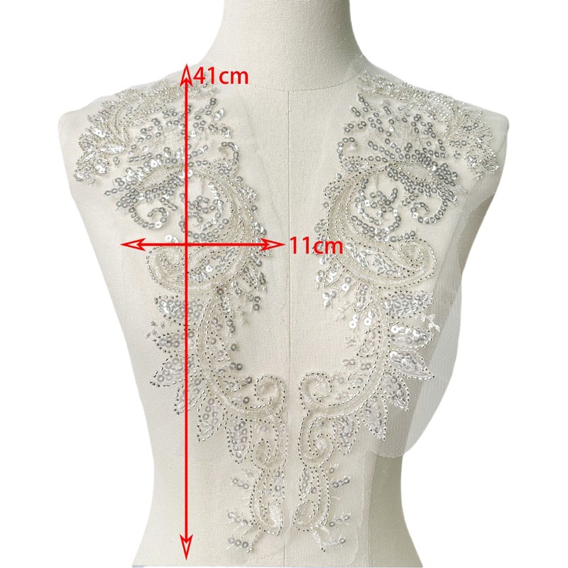 Cross-border e-commerce exclusively for European and American beaded sequined collar placket front collar bridal dress wedding dress decoration accessories